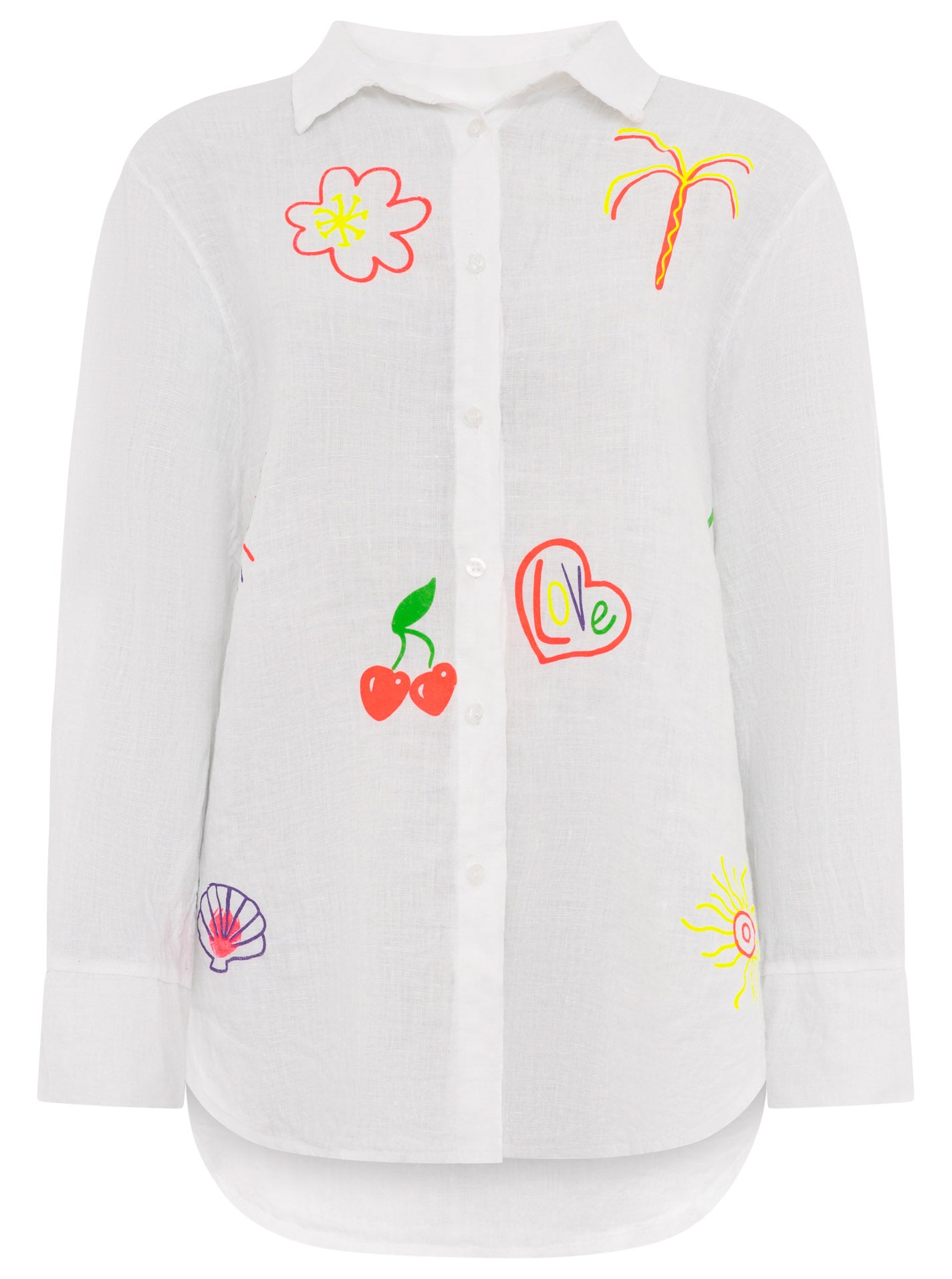 Zwillingsherz - 100% Leinen Bluse "Neon" Weiß