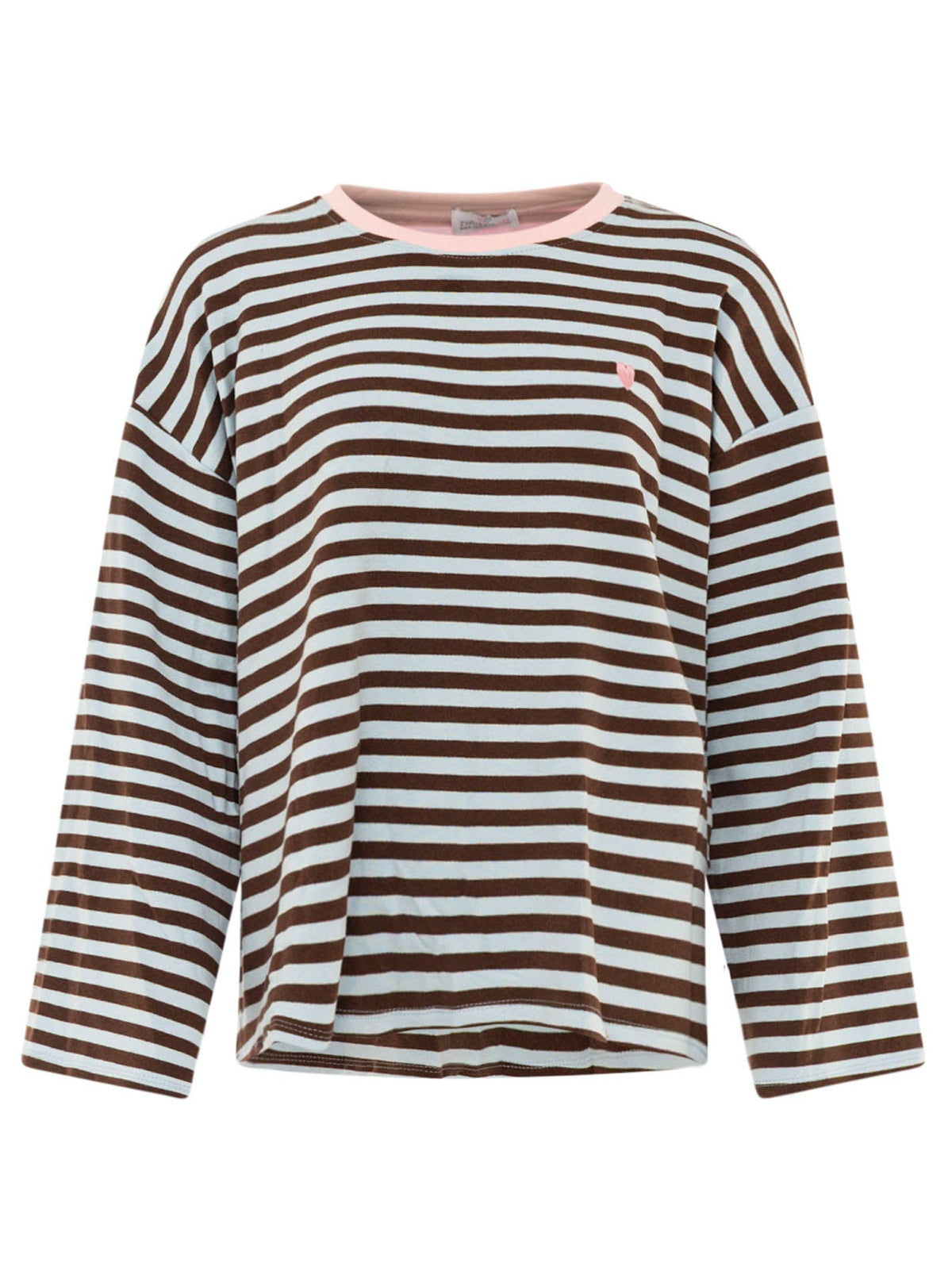Zwillingsherz Longsleeve Streifen Herz Blau-Braun