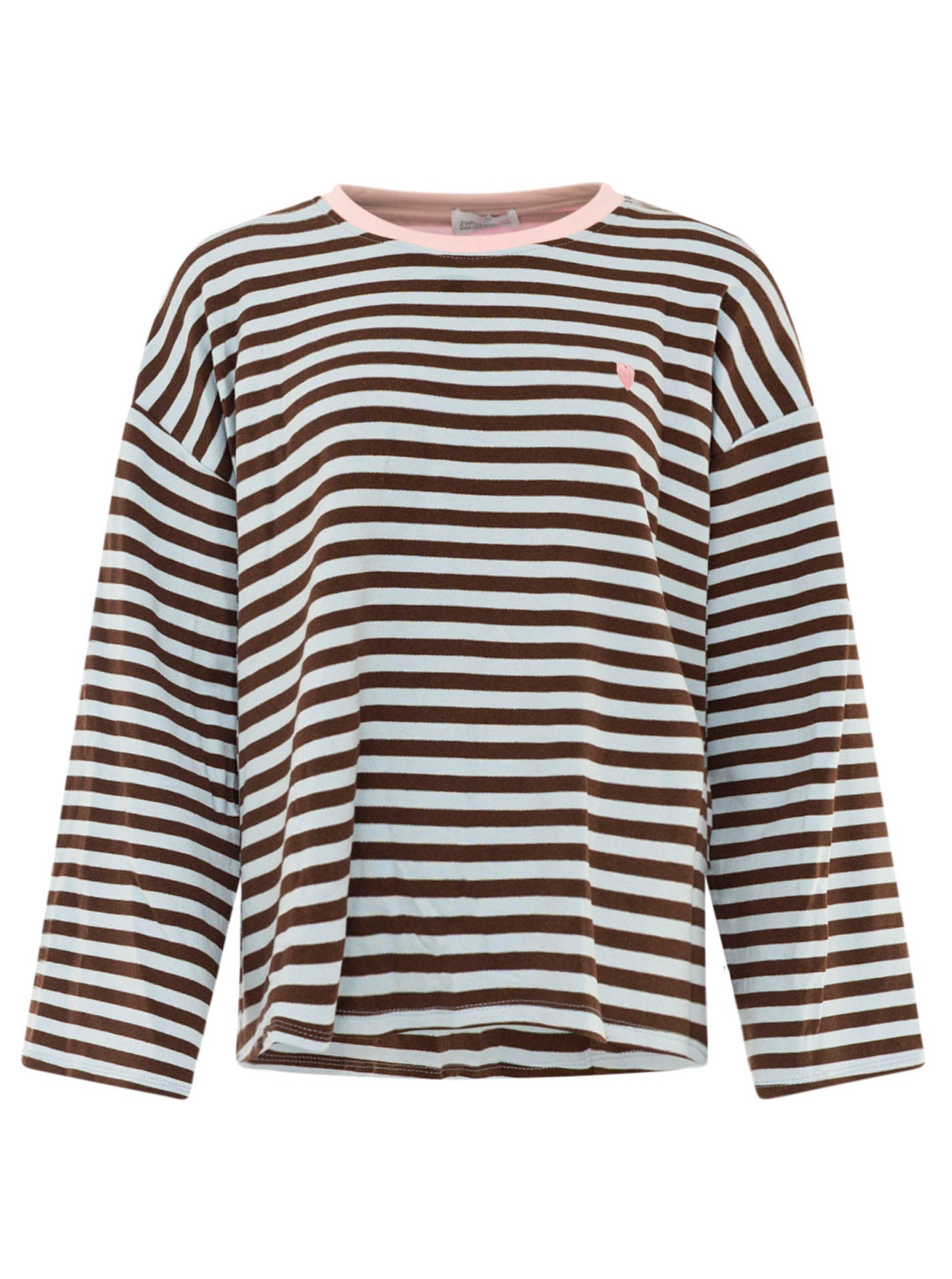 Zwillingsherz Longsleeve Streifen Herz Blau-Braun