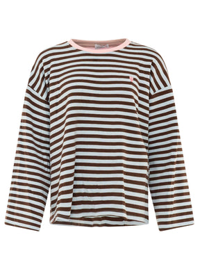 Zwillingsherz Longsleeve Streifen Herz Blau-Braun