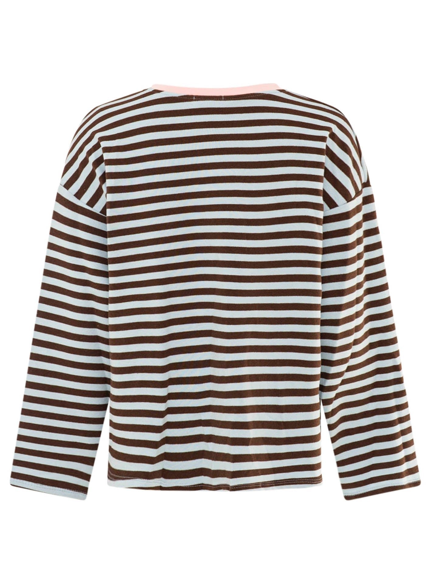 Zwillingsherz Longsleeve Streifen Herz Blau-Braun 2