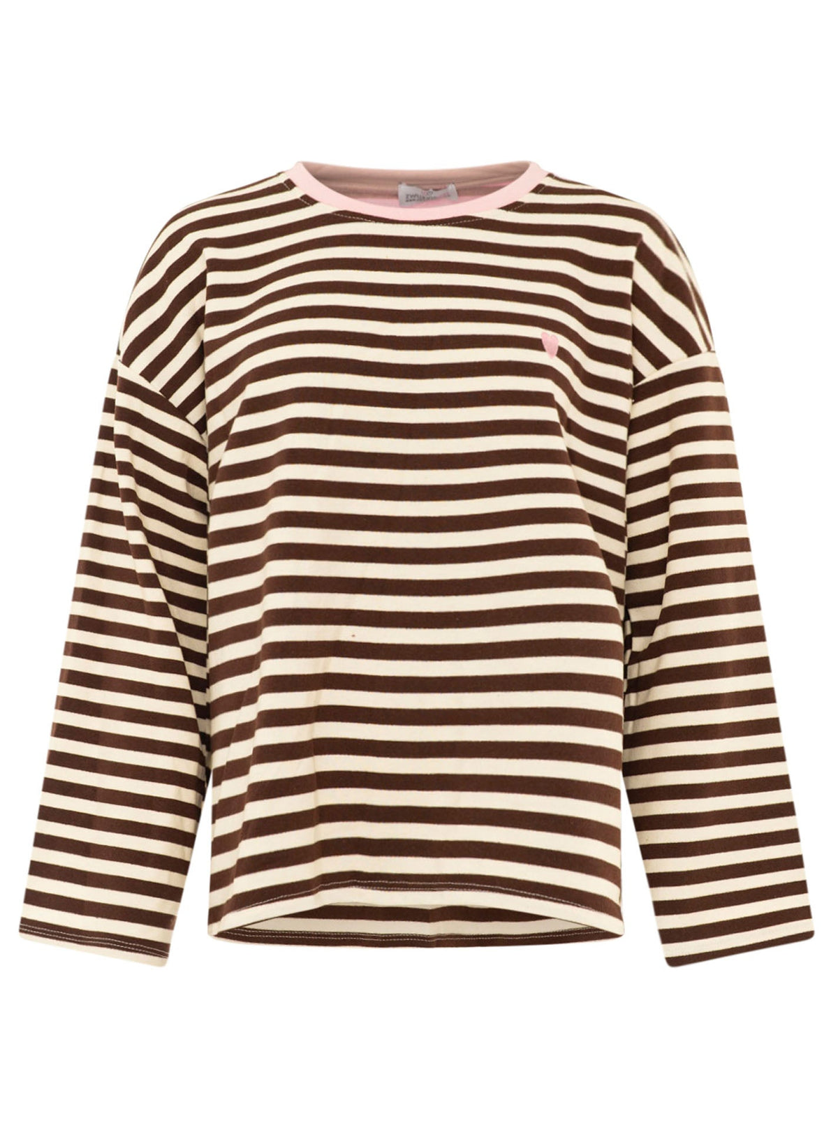 Zwillingsherz Longsleeve Streifen Herz Braun-Creme