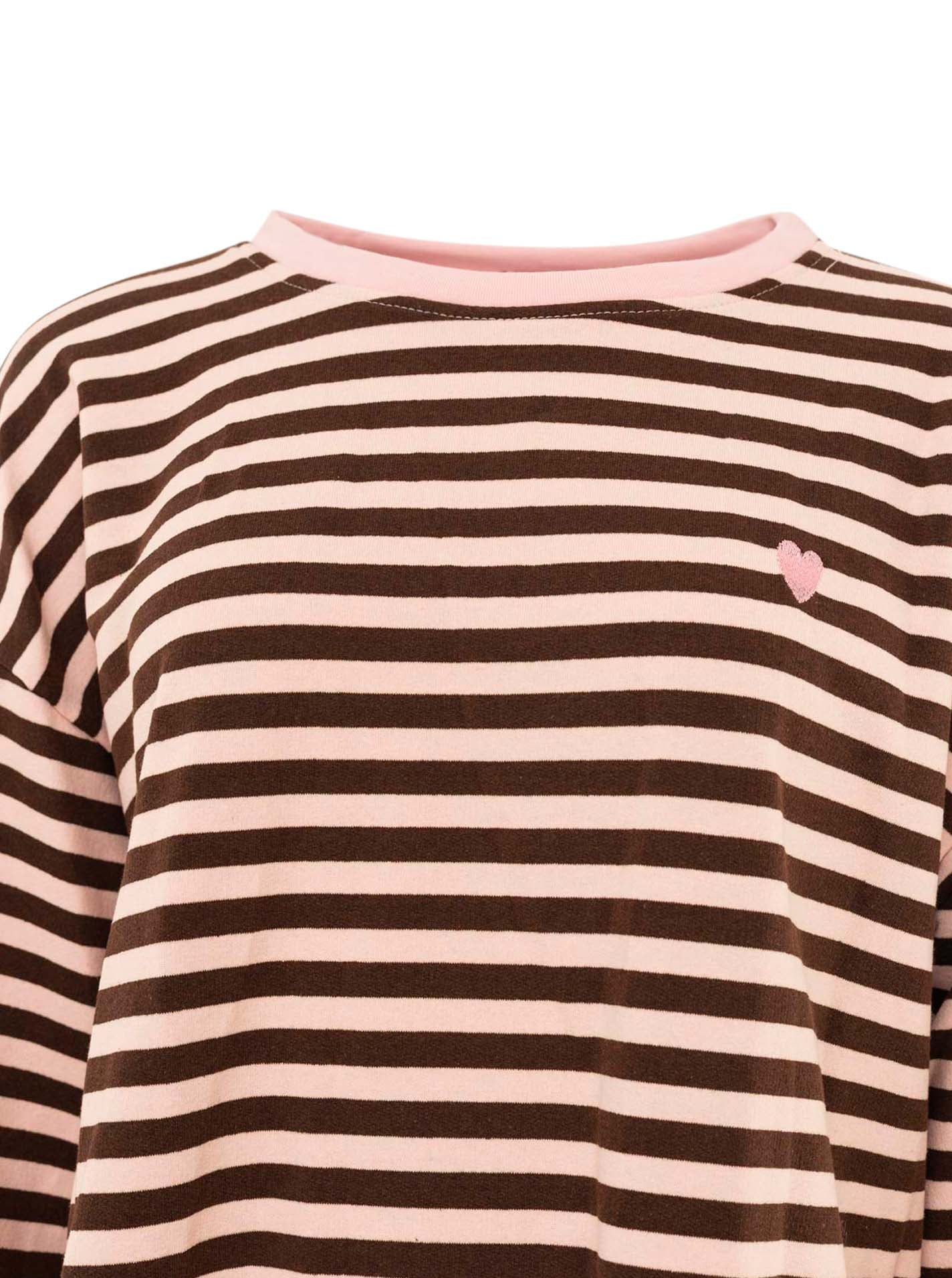 Zwillingsherz Longsleeve Streifen Herz Rosa-Braun 3