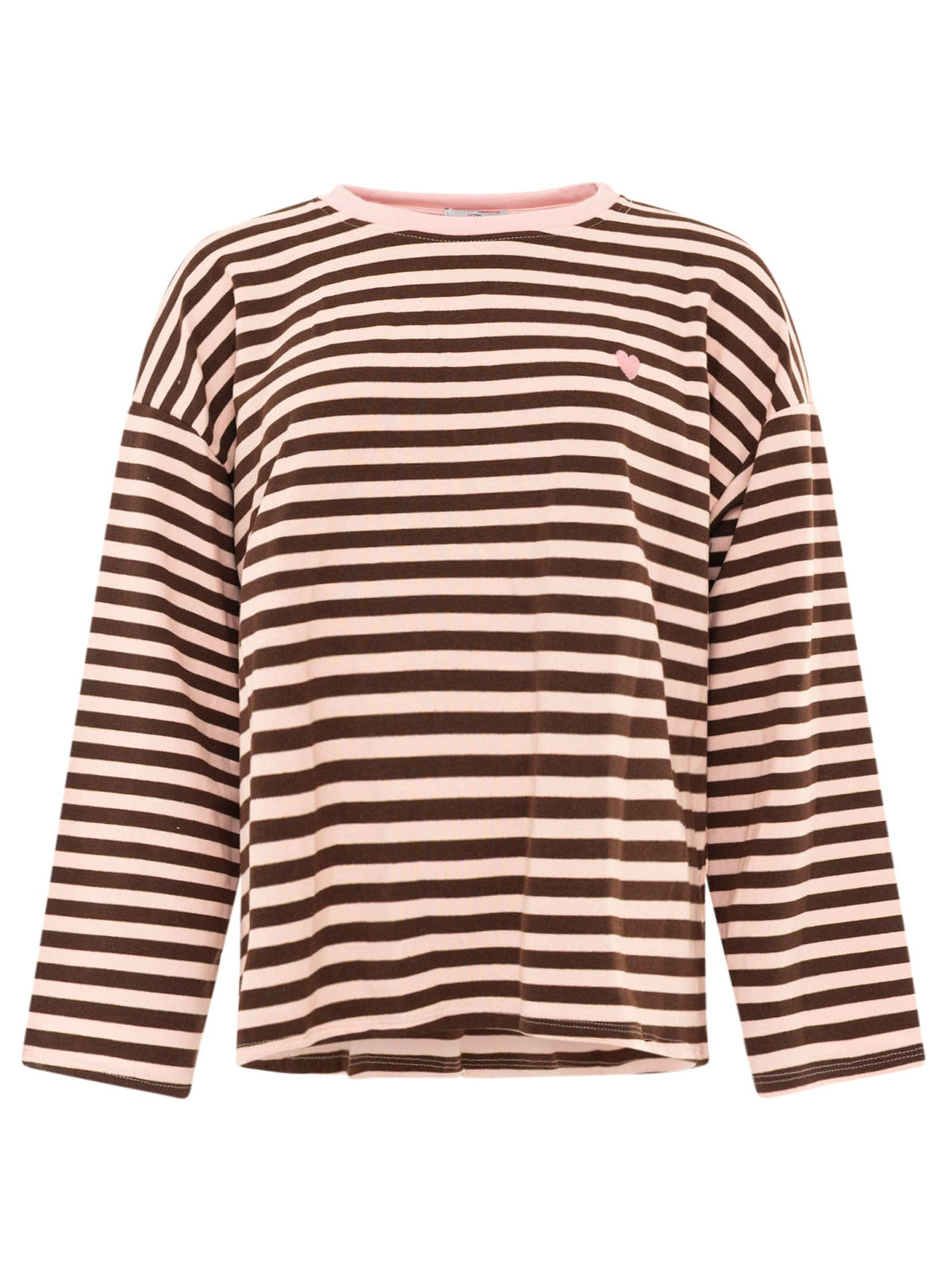 Zwillingsherz Longsleeve Streifen Herz Rosa-Braun