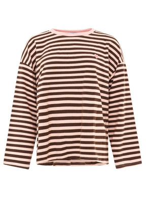 Zwillingsherz Longsleeve Streifen Herz Rosa-Braun