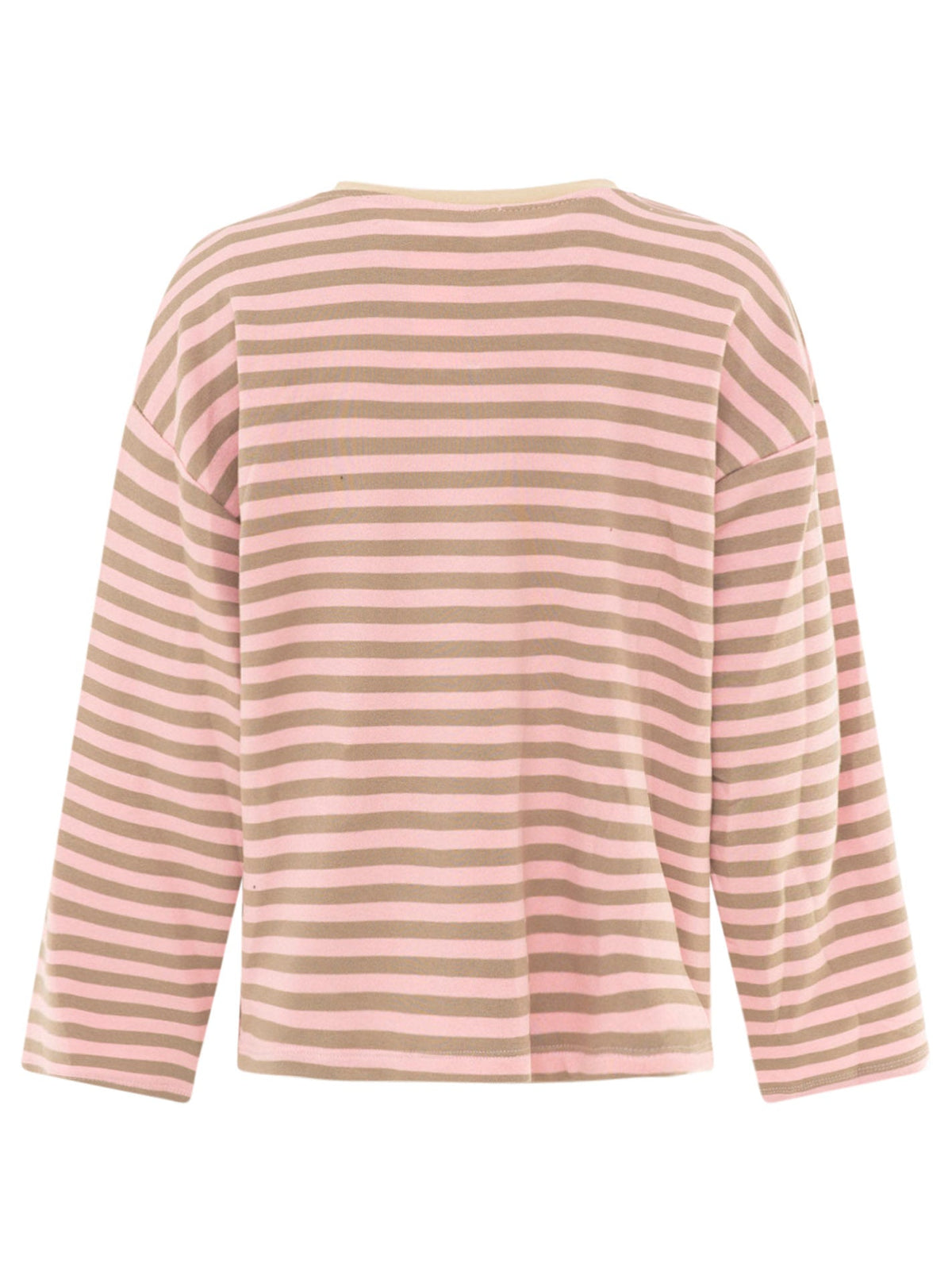 Zwillingsherz Longsleeve Streifen Herz Rosa-Khaki 2