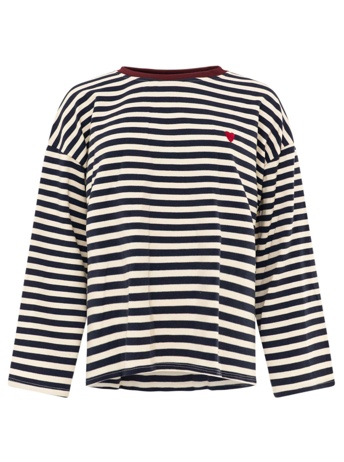 Zwillingsherz Longsleeve Streifen Herz Weiss-Marine