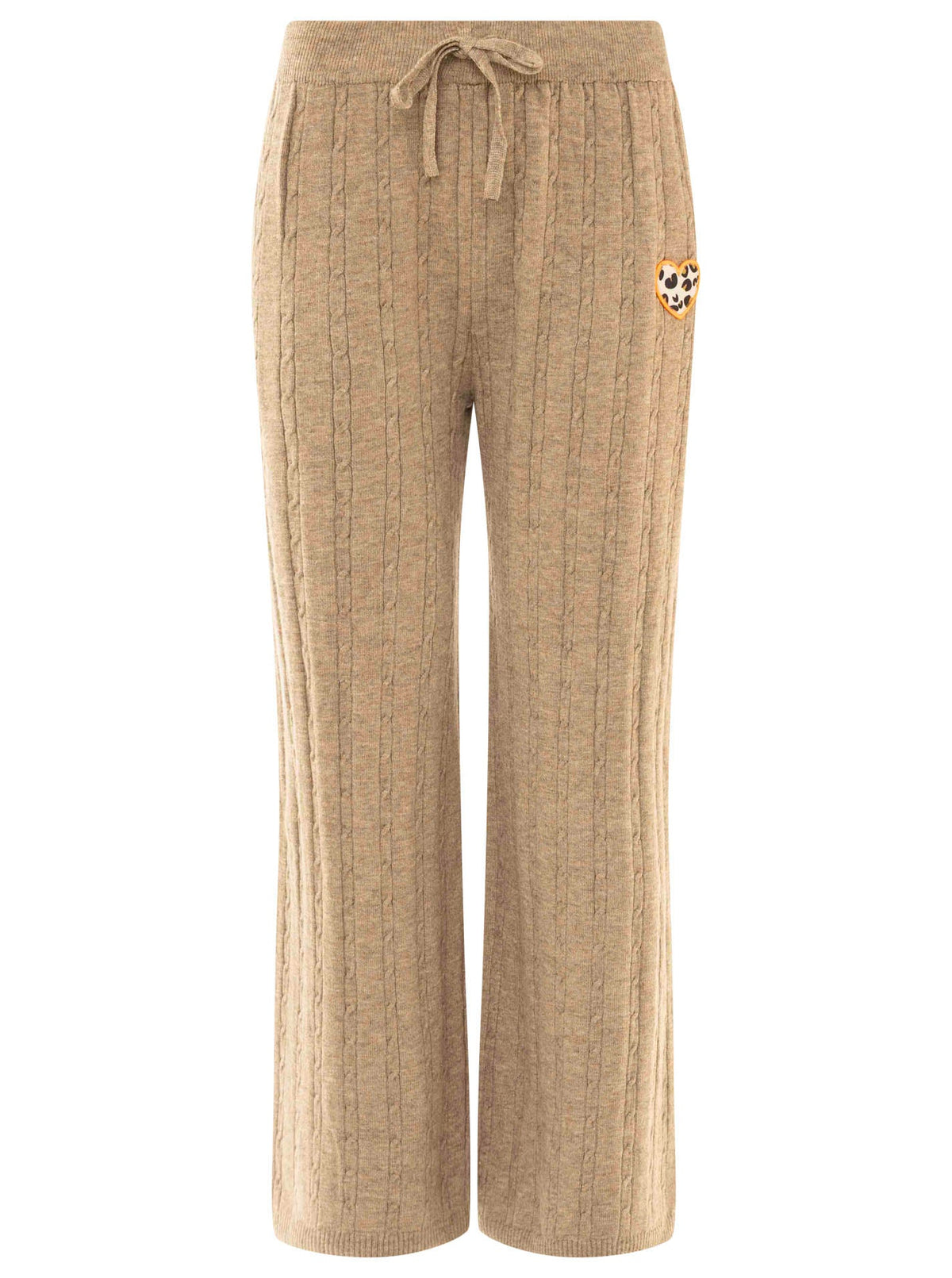 Zwillingsherz - Zopfstrick Loungehose "Patch" - Beige