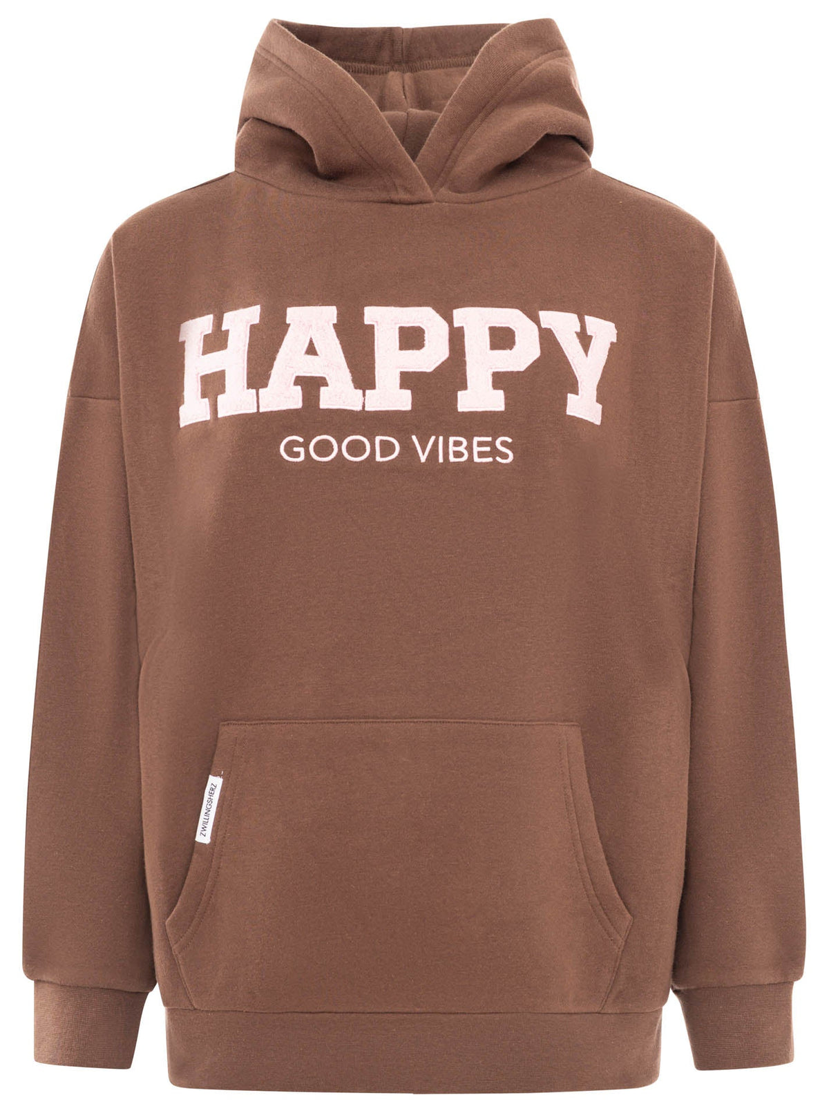 Zwillingsherz - Oversized Hoodie "Happy" - Braun