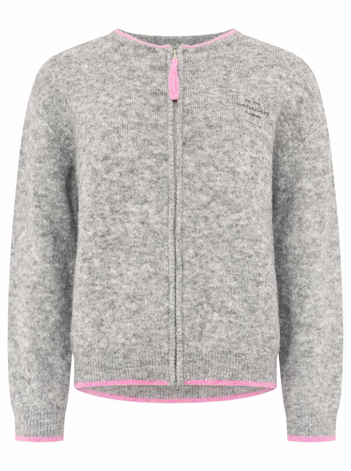 Zwillingsherz Strick Bomberjacke "ZH" - Mittelgrau