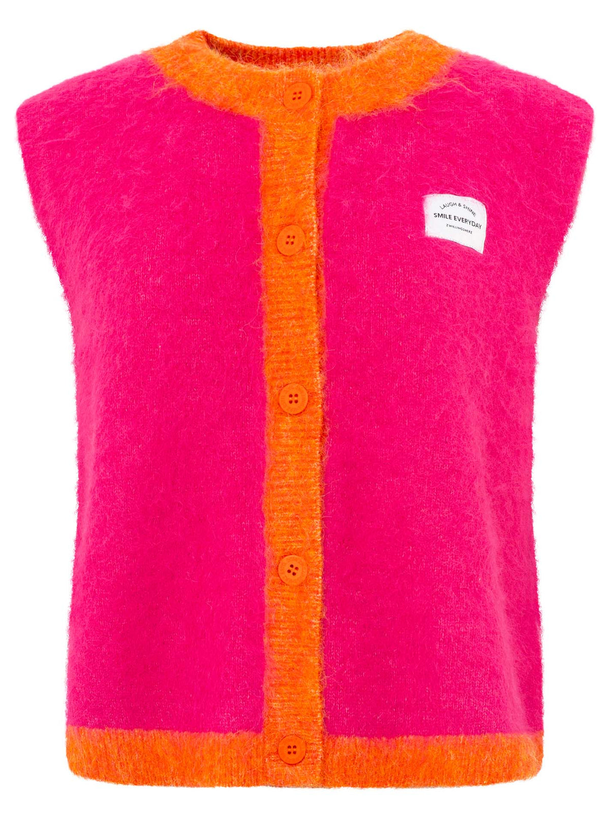 Zwillingsherz Strickweste "ZH Patch" - Neonpink