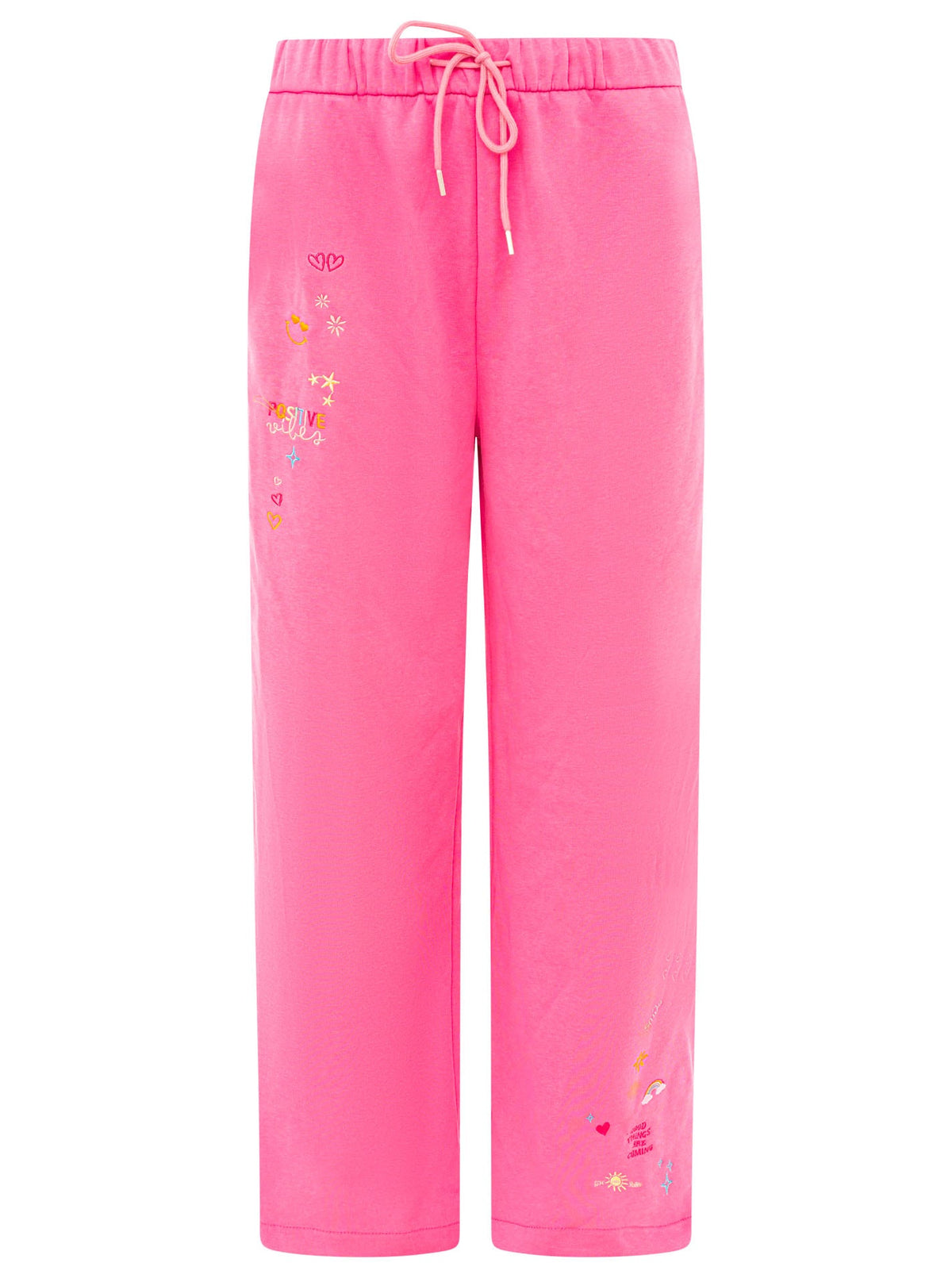 Zwillingsherz - Sweat Hose "Positive Vibes & Stickerei" - Neonpink