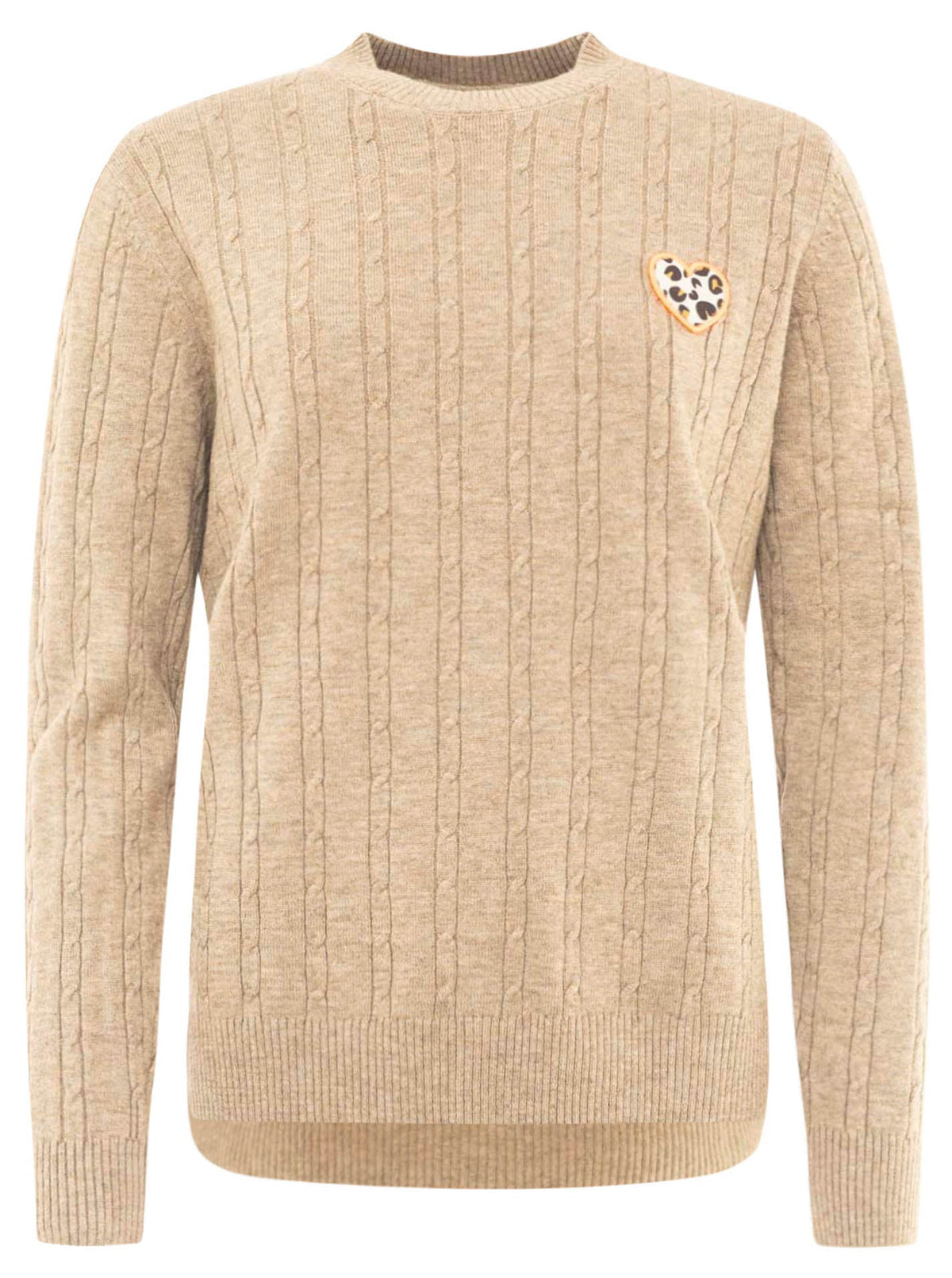 Zwillingsherz - Zopfstrick Pullover "Leo Heart" - Taupe