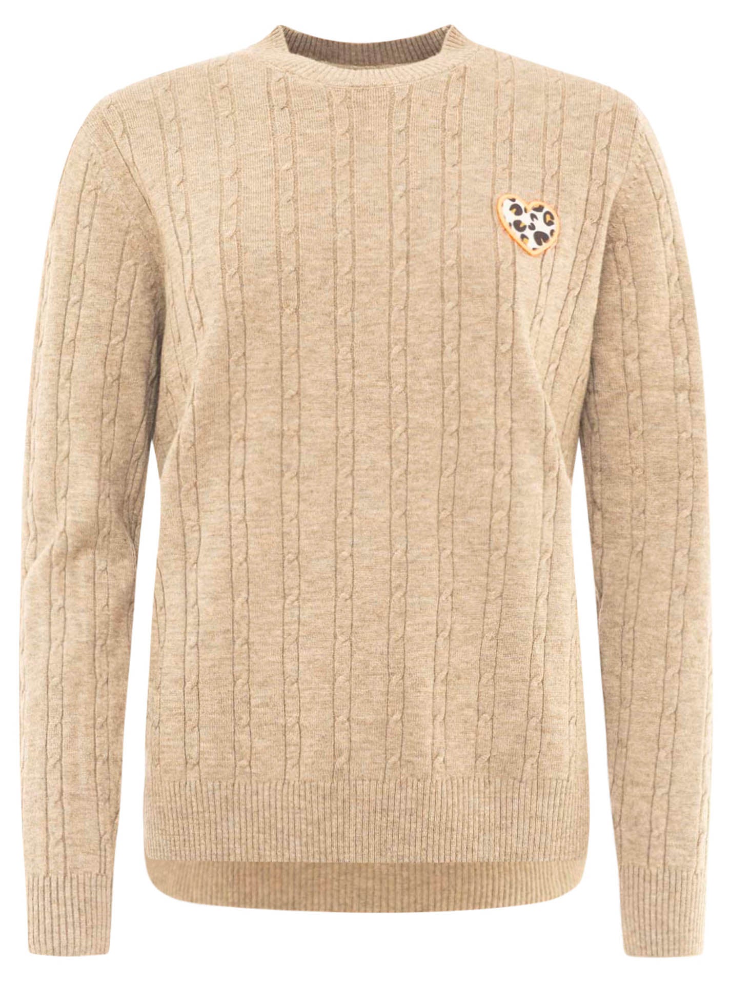 Zwillingsherz - Zopfstrick Pullover "Leo Heart" - Taupe