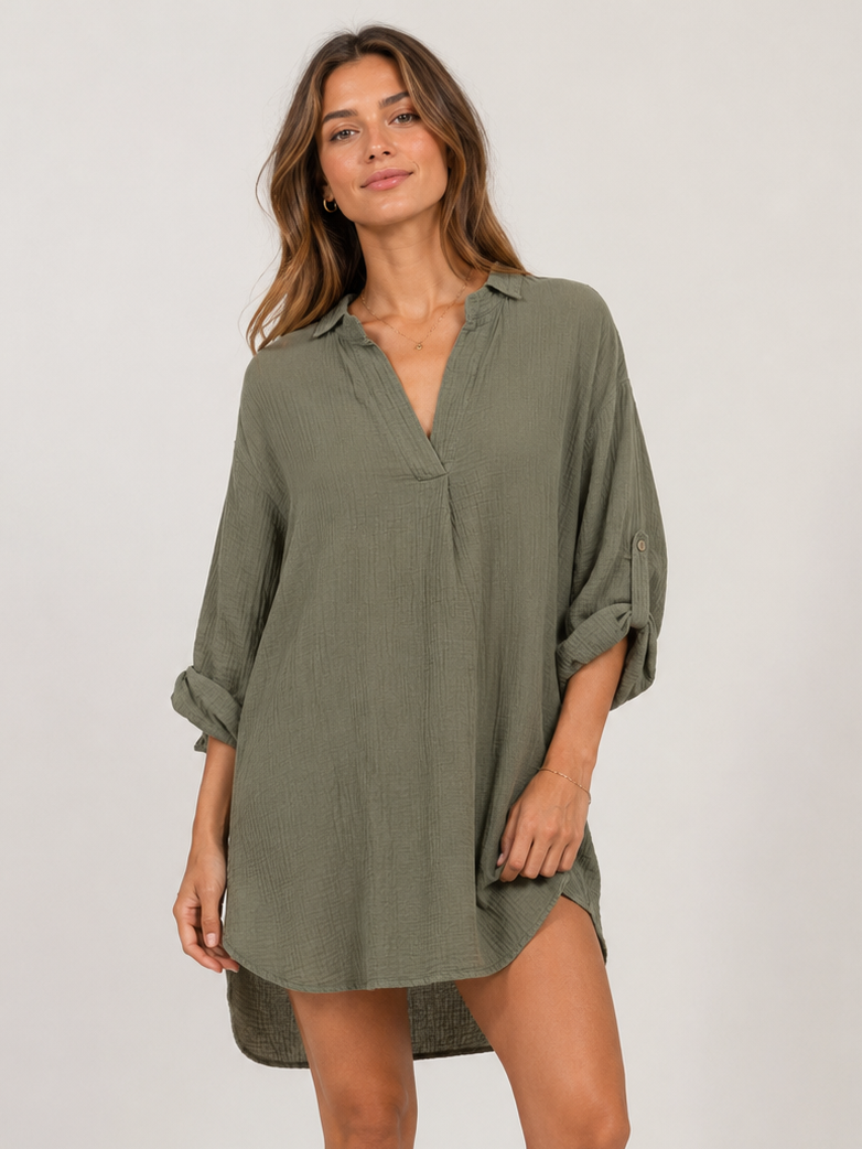 Musselin Tunika/Kleid - Khaki