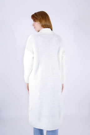 Flair - Strickjacke lang - Wollweiß