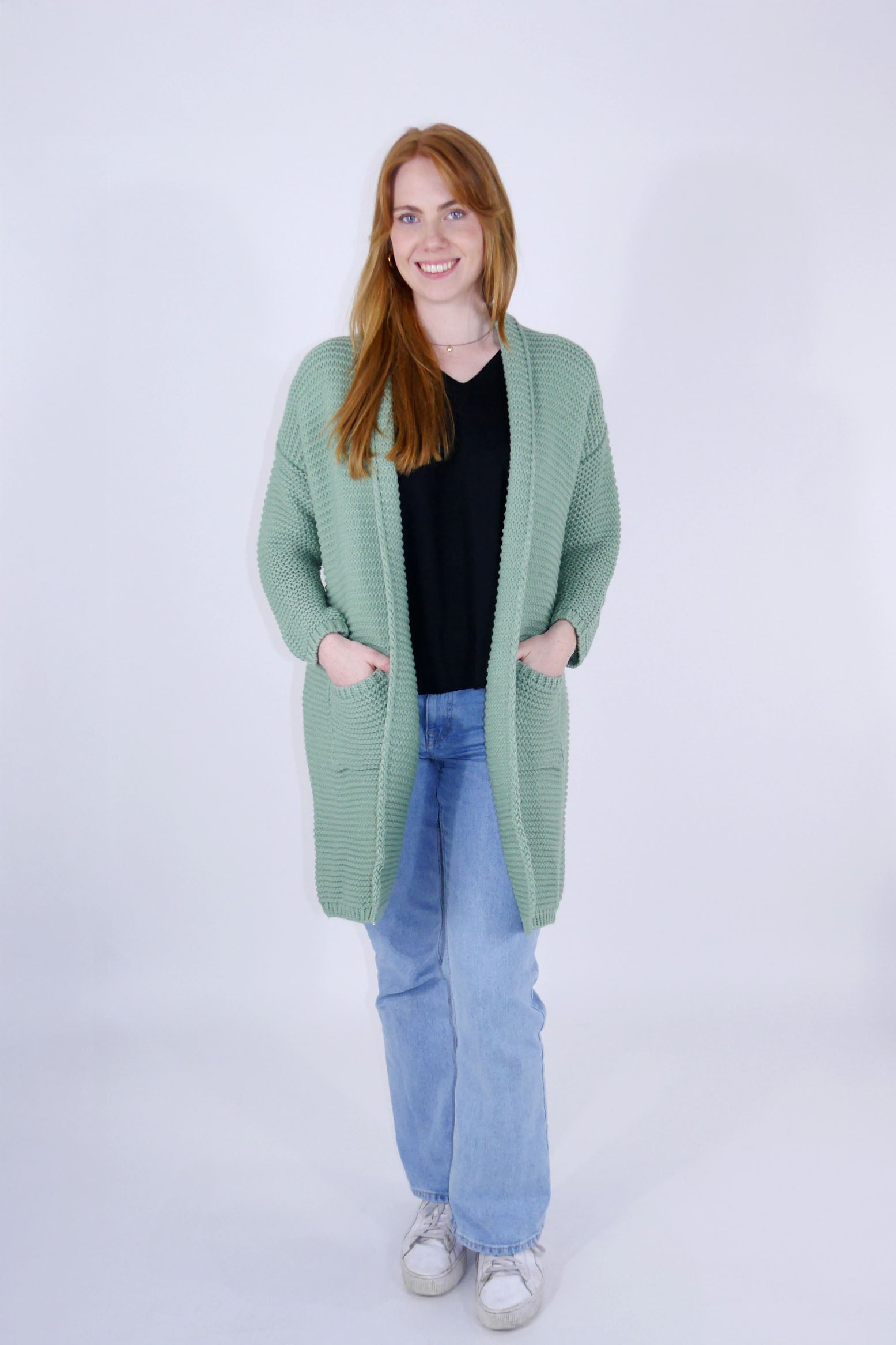 Strickjacke "Grobstrick" - Khaki