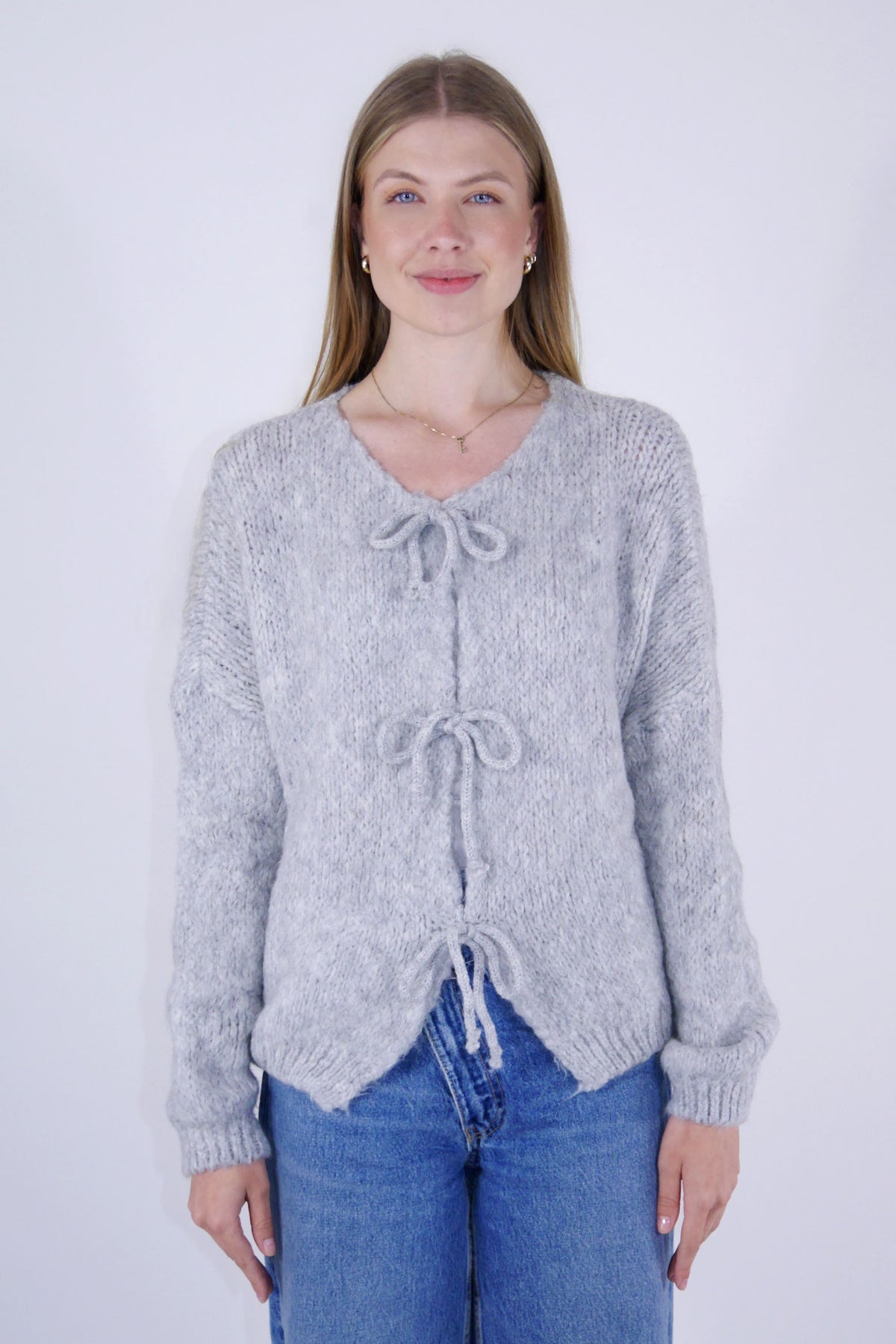 Flair - Cardigan mit Schleifen - Hellgrau