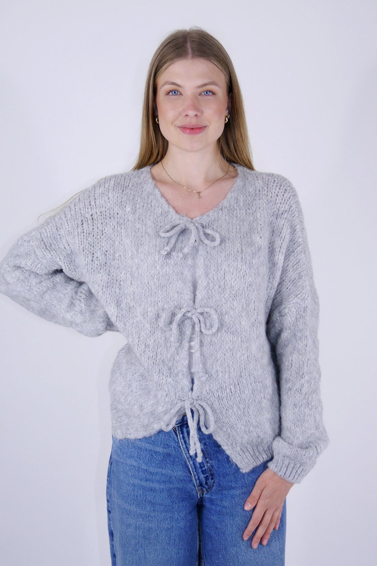 Flair - Cardigan mit Schleifen - Hellgrau