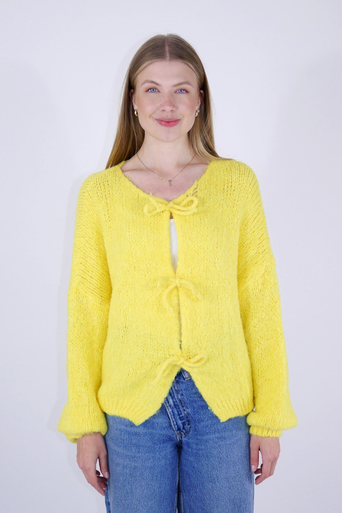 Flair - Cardigan mit Schleifen - Neon Gelb