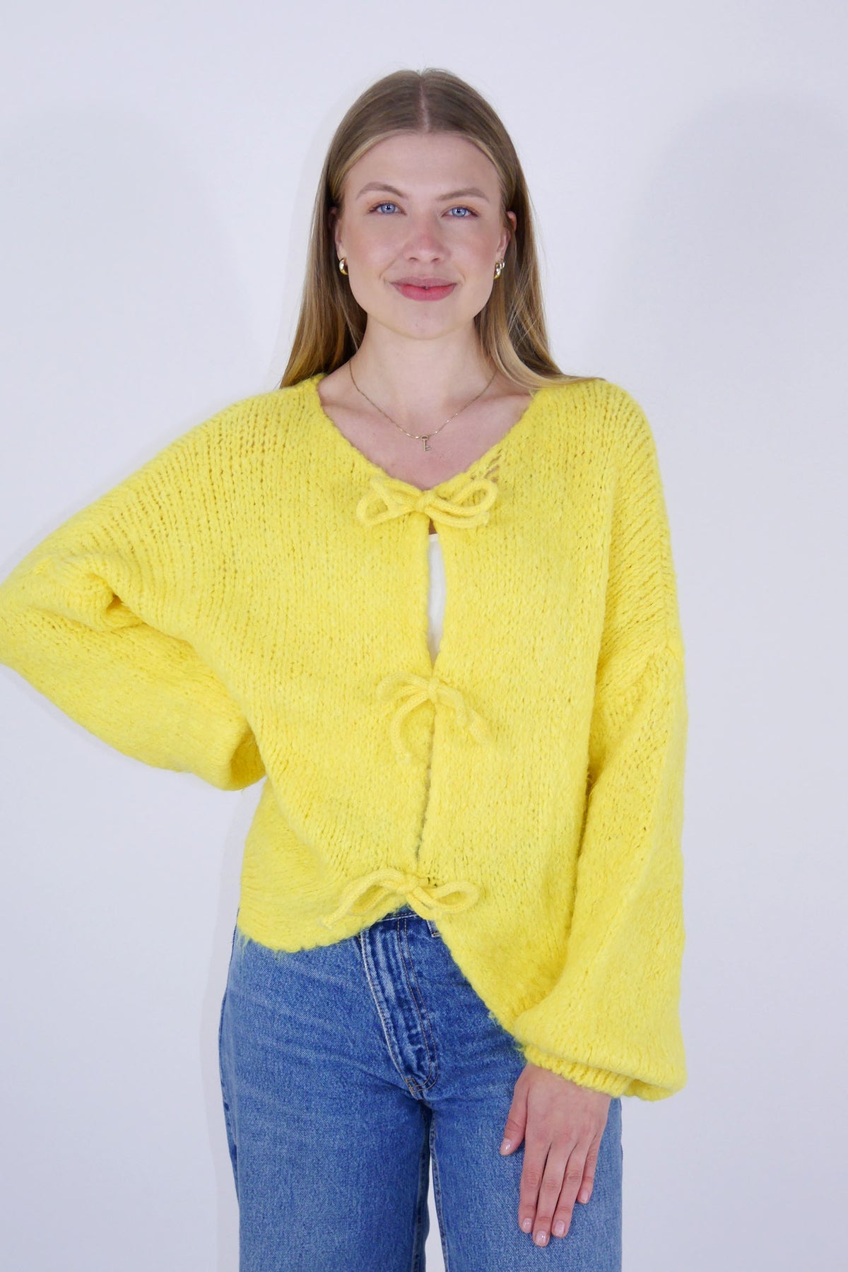 Flair - Cardigan mit Schleifen - Neon Gelb
