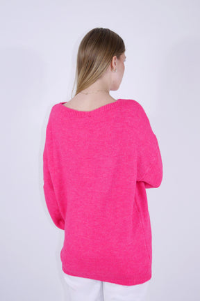 Pullover "Herzen" - Pink/Weiß