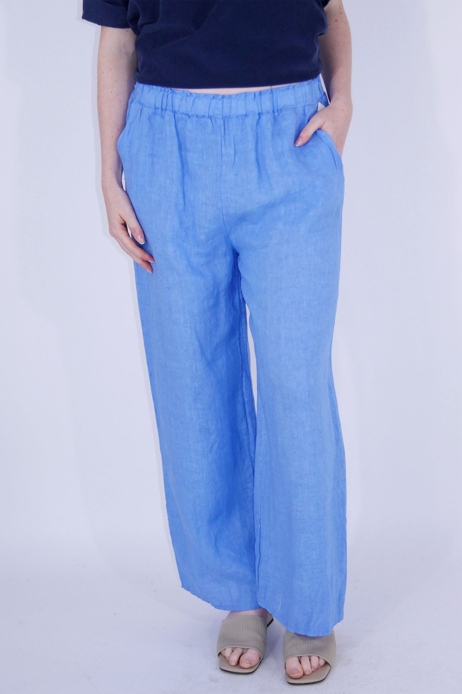 Leinen Hose - Royalblau