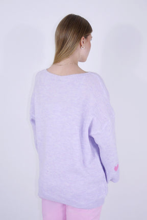 Pullover "Herzen" - Flieder