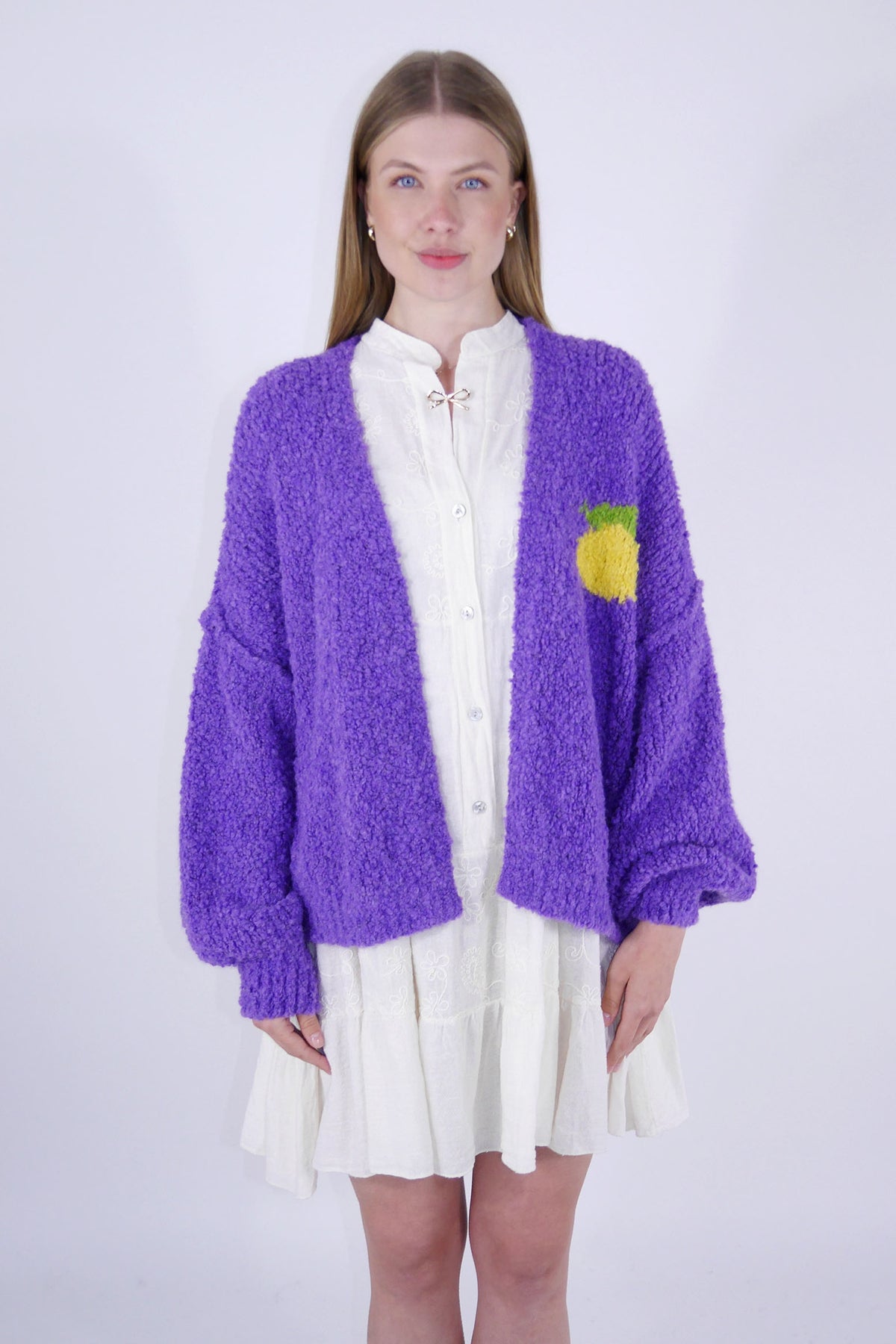 Cardigan "Limoncello" - Made in Italy - Lila