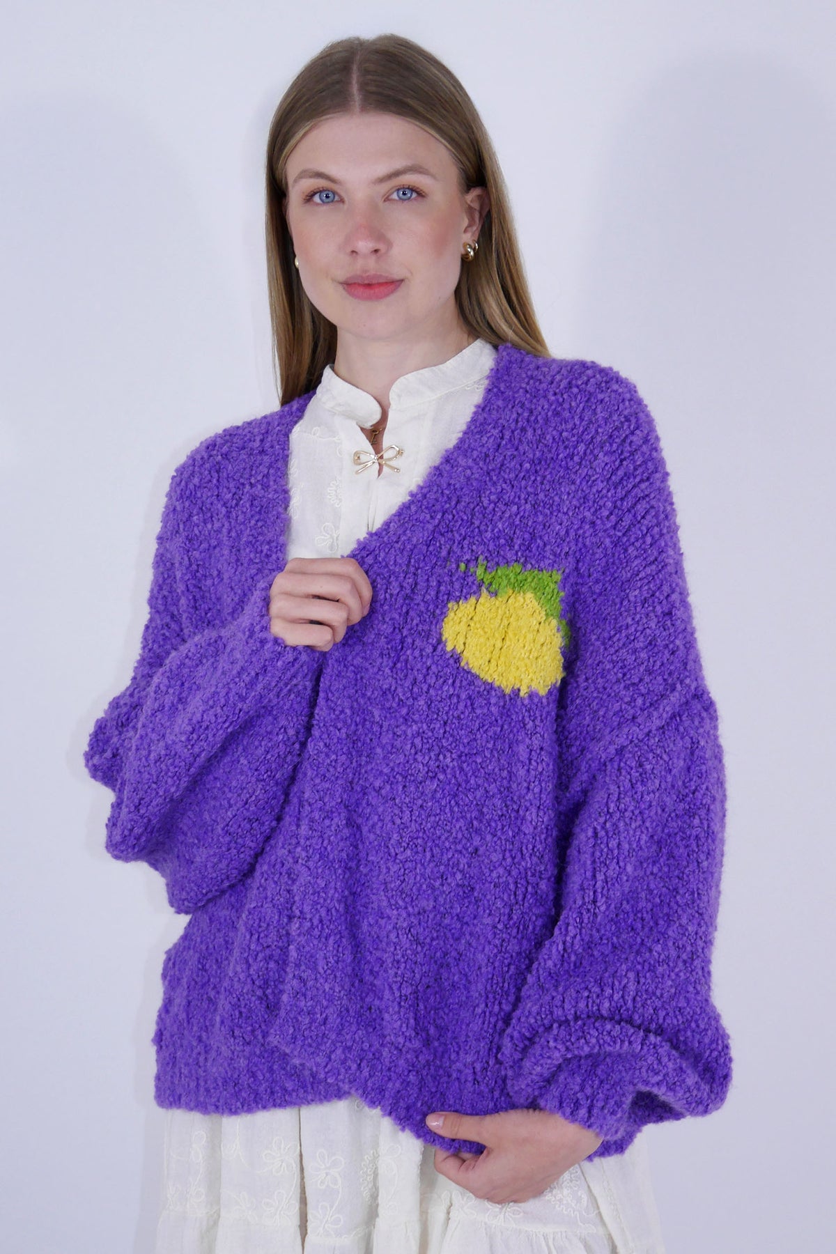 Cardigan "Limoncello" - Made in Italy - Lila