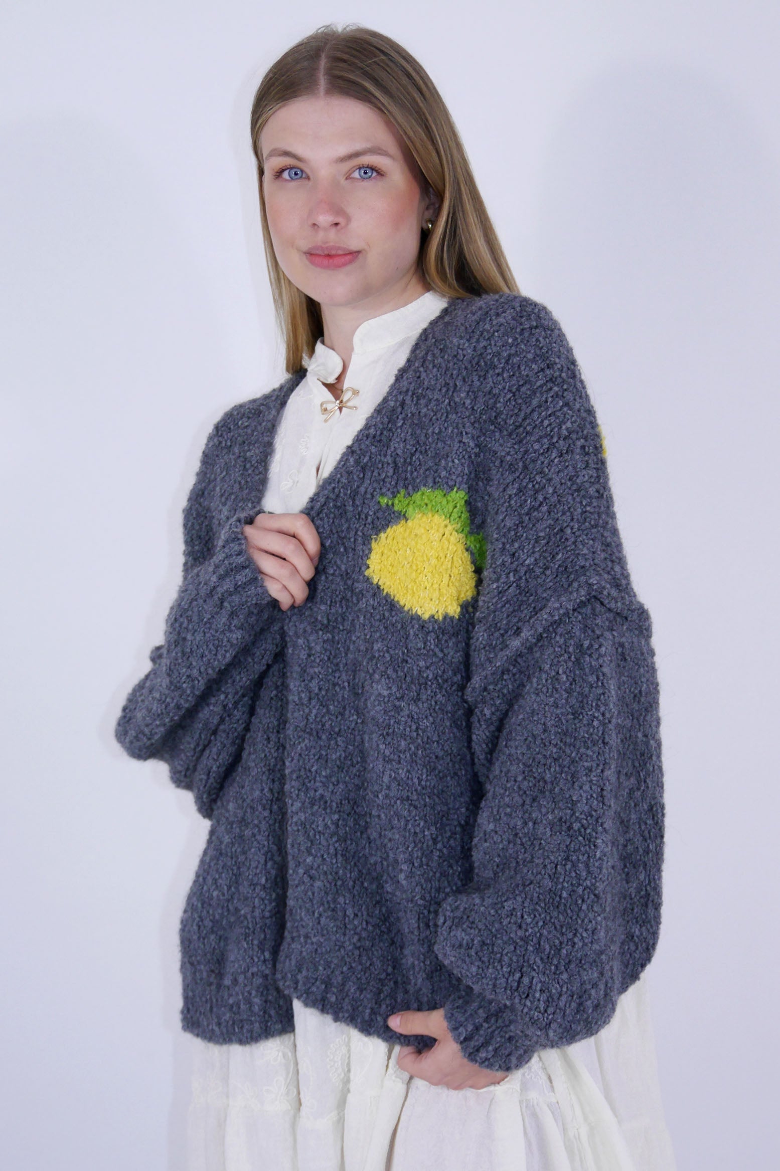 Cardigan "Limoncello" - Made in Italy - Dunkeblau