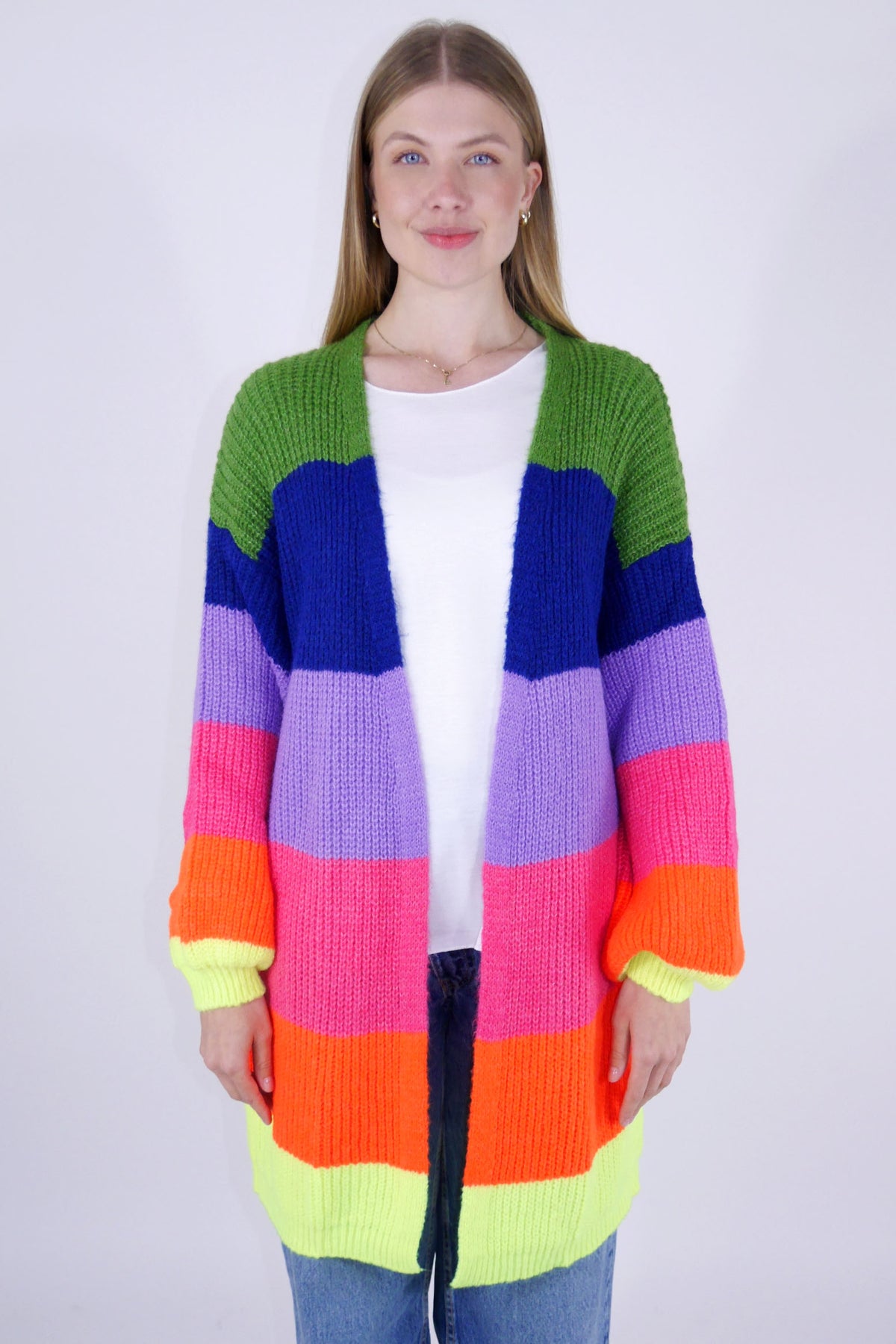 Hochwertige Strickjacke/Cardigan - Neon Farben bunt