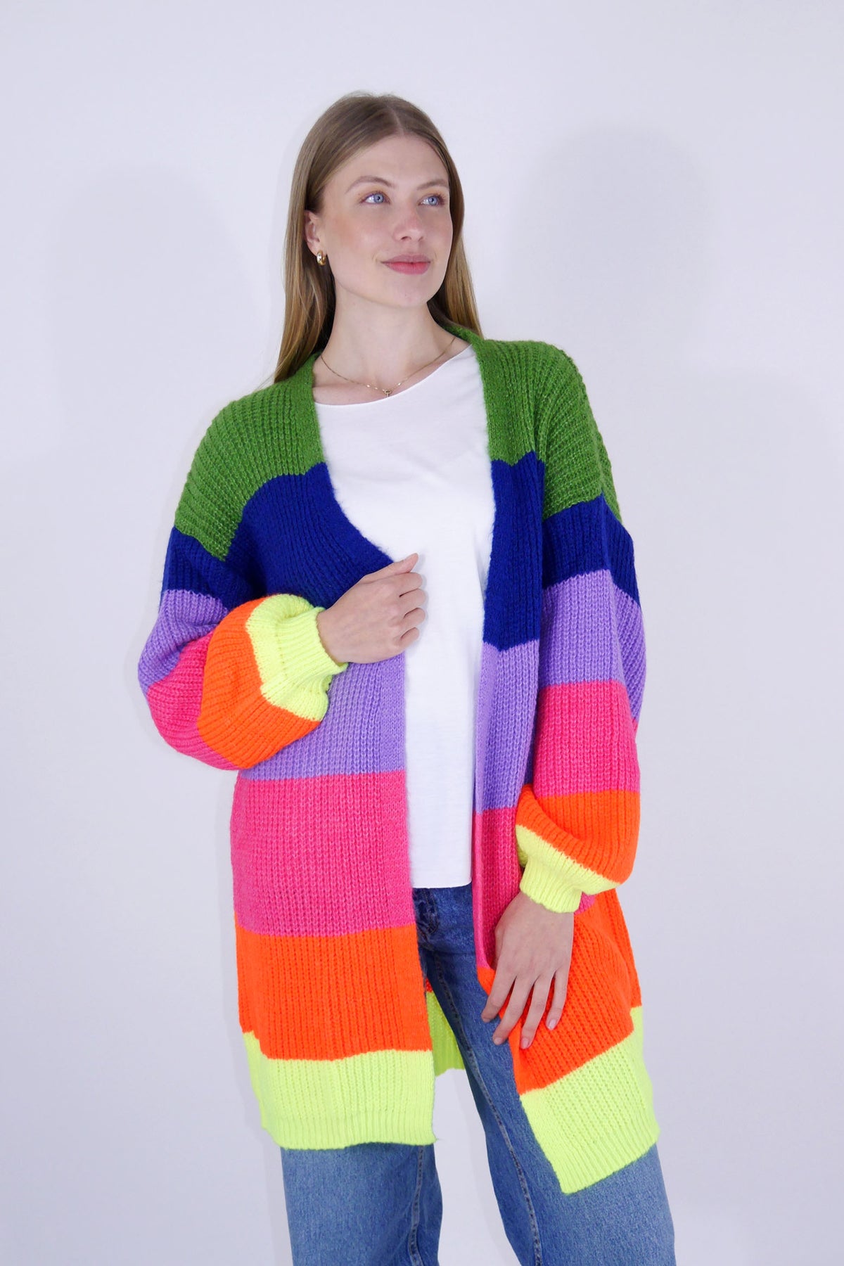 Hochwertige Strickjacke/Cardigan - Neon Farben bunt