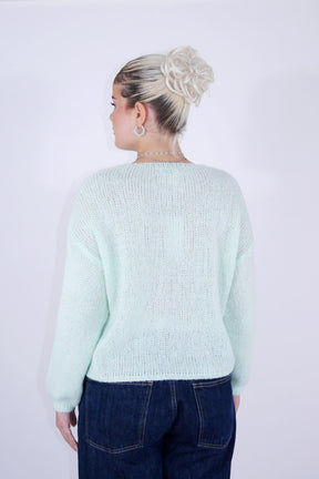 Flair - Strick Pullover mit V-Ausschnitt (kurz) - Mint