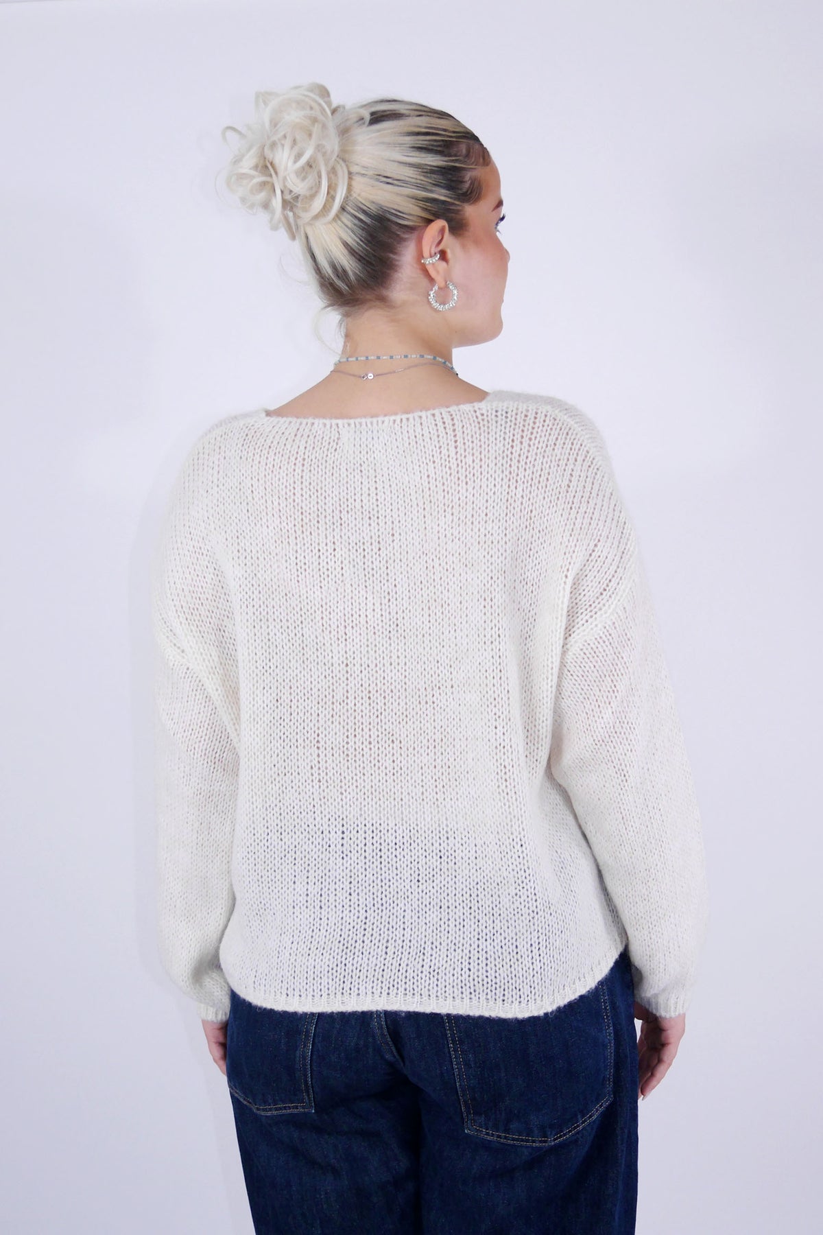 Flair - Strick Pullover mit V-Ausschnitt (kurz) - Beige