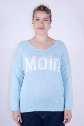 Pullover "Moin" - Hellblau/Türkis