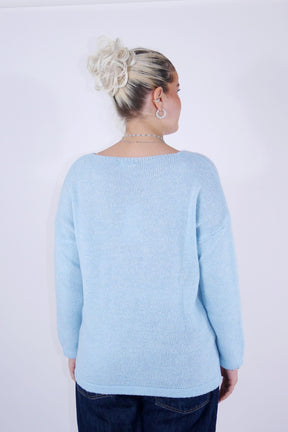 Pullover "Moin" - Hellblau/Türkis