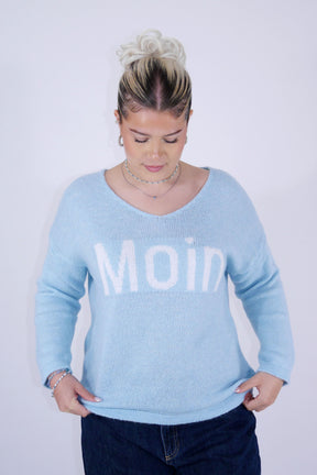 Pullover "Moin" - Hellblau/Türkis