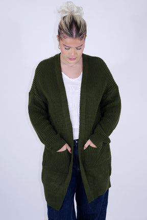 Flair - Strickjacke in trendigem Neonfarbton - Tannengrün