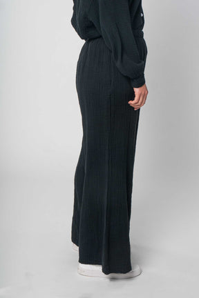 Lisa Style - Musselin Zweiteiler (Bluse mit Hose) - Schwarz