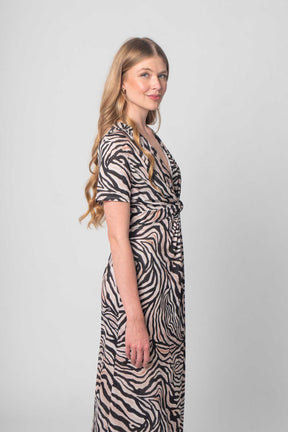 Kleid mit Zebra Print - Schwarz/Weiß/Beige