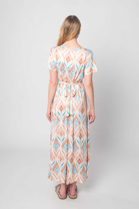 Lisa Style - Kleid mit Design - Beige/Braun/Blau