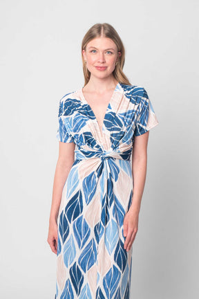 Lisa Style - Kleid mit Design - Blau/Beige