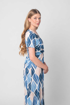 Lisa Style - Kleid mit Design - Blau/Beige