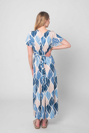 Lisa Style - Kleid mit Design - Blau/Beige