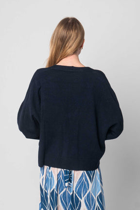 Lisa Style - Weicher Strick Cardigan - Dunkelblau