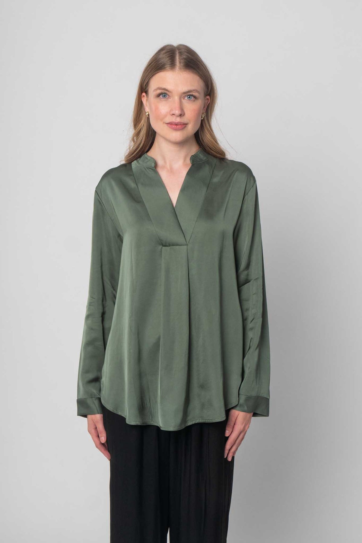 Bluse mit Seidenoptik - Khaki