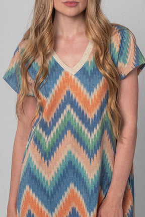 DressWithClass Straight Fit Kleid mit Muster - Blau Multicolor