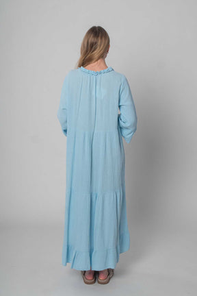 DressWithClass Lockeres Musselin Kleid - Hellblau
