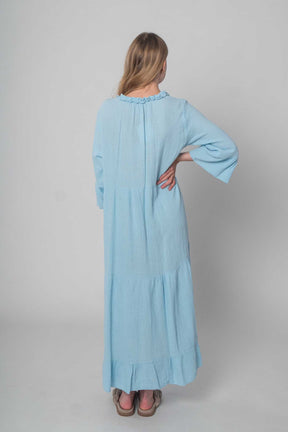 DressWithClass Lockeres Musselin Kleid - Hellblau